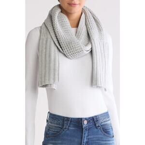 UGG Chunky Knit Textured Cardigan Wool Blend Scarf Grey